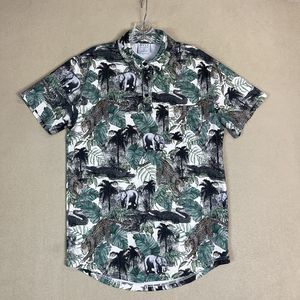 BYLT Polo‎ Shirt Mens Small Multicolor Animal Print Golf Short Sleeve Stretch